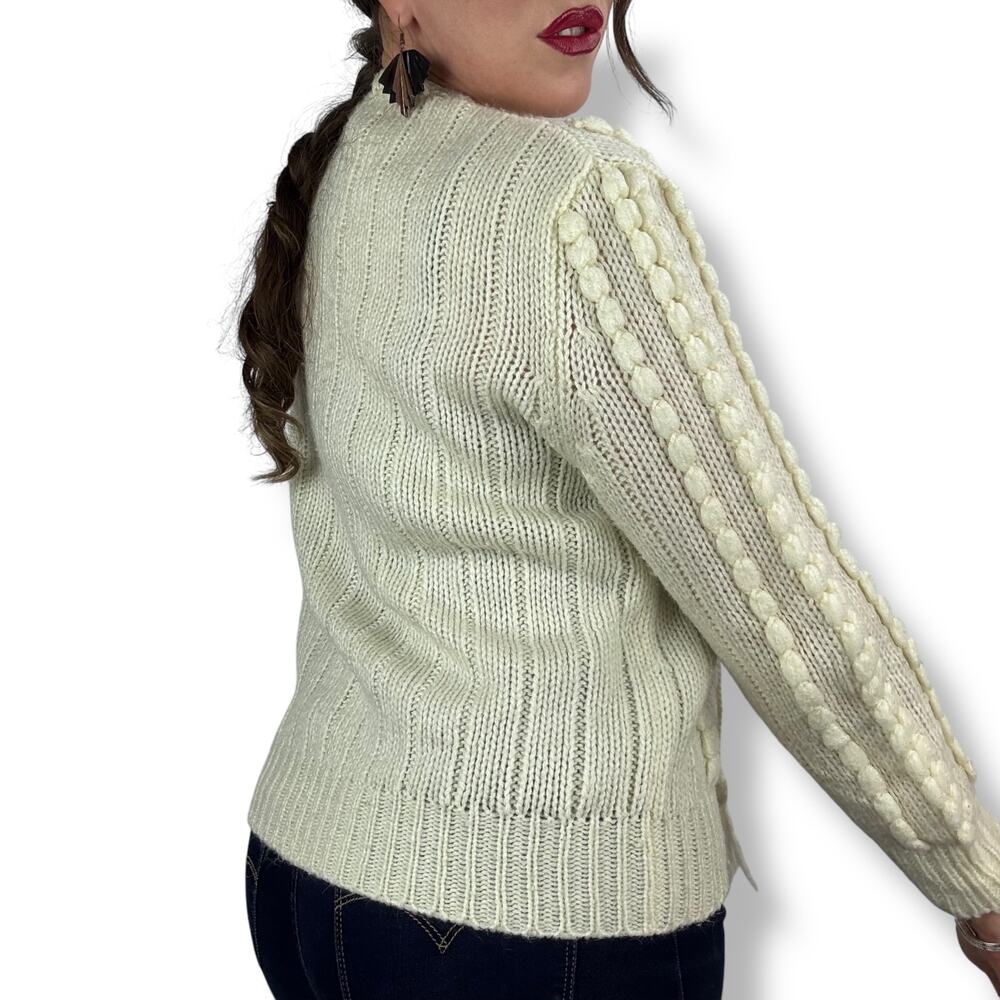 1970's cream cable knit cardigan with tassels - Picture 10 of 17